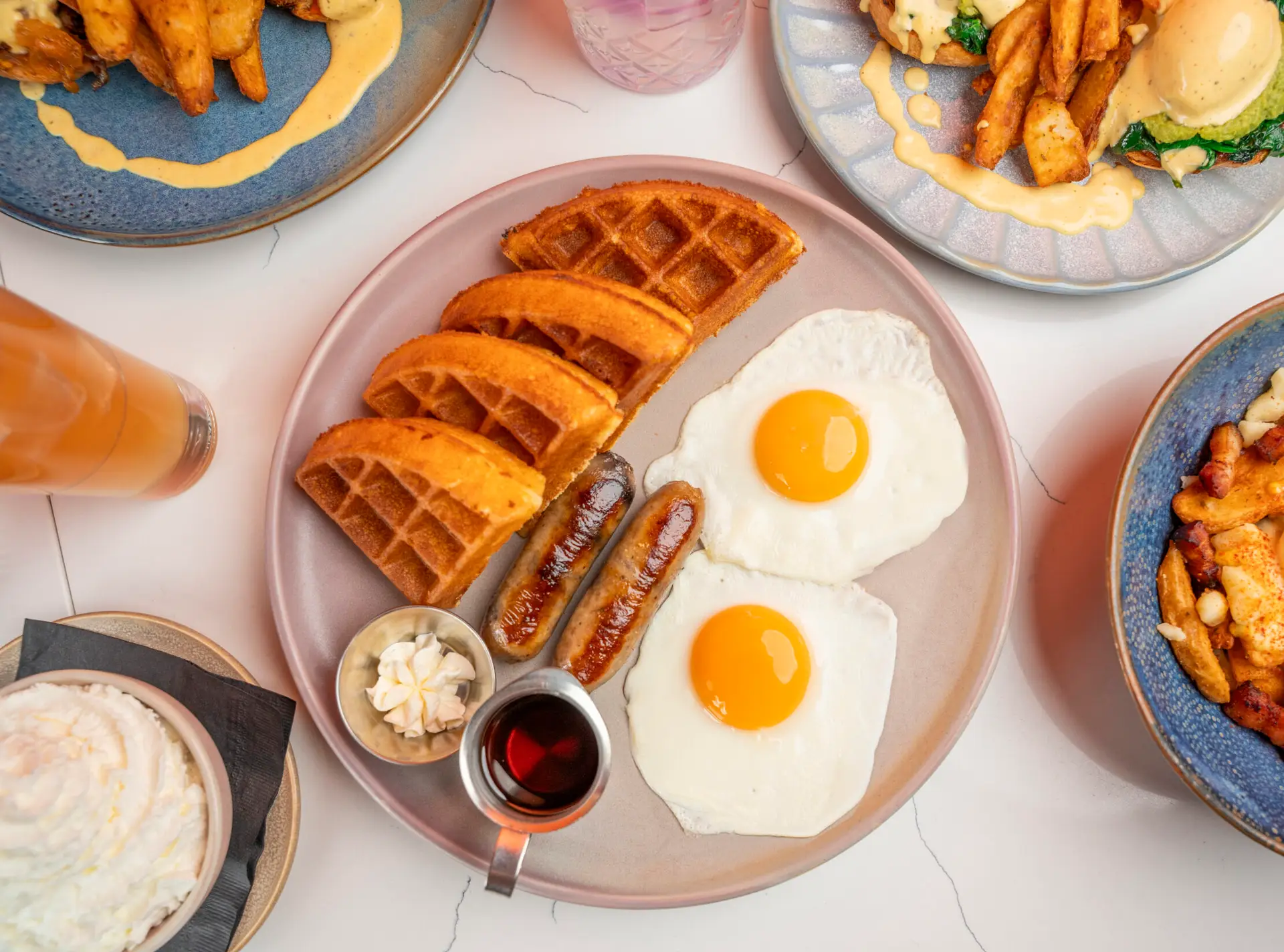 Waffle, Eggs, Bangers