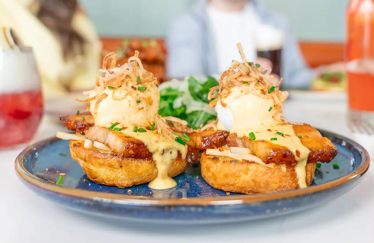 Maple Chili Pork Belly Eggs Benny